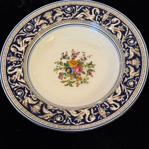 Wedgwood Dark Blue Florentine Pattern with Floral Design Made in England